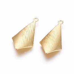 Honeyhandy Rack Plating Brass Pendants, Rhombus, Golden, 25x12x0.5mm, Hole: 1.4mm