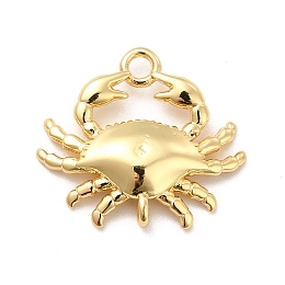 Honeyhandy Rack Plating Brass Pendants, Long-Lasting Plated, Cadmium Free & Lead Free, Crab Charm, Real 18K Gold Plated, 16x18x3mm, Hole: 1.8mm