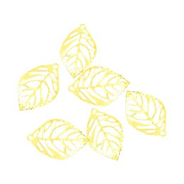 NBEADS 2000 Pcs Leaf Iron Computer Beaded Patch Pendants, Golden, 23.5x14x0.4mm, Hole: 1mm