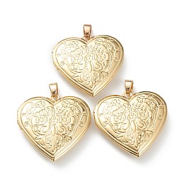 Honeyhandy Brass Locket Pendants, Photo Frame Pendants for Necklaces, Long-Lasting Plated, Heart, Real 18K Gold Plated, 29x28.5x7mm, Hole: 4.5x3mm, 21x16mm Inner Diameter