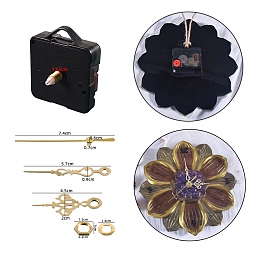 Honeyhandy Plastic Long Shaft Clock Movement Mechanism, with Aluminum Pointer & Other Alloy Accessories, Golden, 12~74x6~56x2~16mm