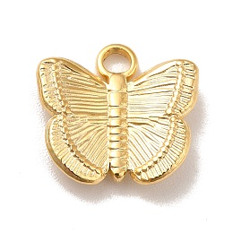 Honeyhandy Ion Plating(IP) 304 Stainless Steel Pendants,  Butterfly Charms, Real 18K Gold Plated, 12.5x13x3mm, Hole: 1.8mm