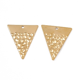 Honeyhandy Ion Plating(IP) 304 Stainless Steel Pendants, Triangle Charm, Real 18K Gold Plated, 28x22.5x1mm, Hole: 1.5mm