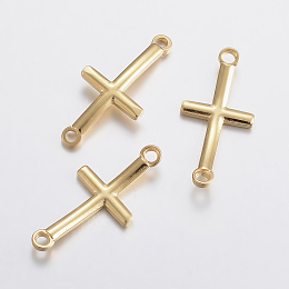 Honeyhandy 304 Stainless Steel Links connectors, Cross, Golden, 30x14x2mm, Hole: 2mm