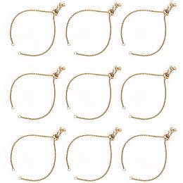 UNICRAFTALE 10pcs 9-1/2"(24cm) Stainless Steel Adjustable Slider Chain Adjustable Slider Bracelet Golden Slider Extender Chains with Ball Ends for Women Semi Finished DIY