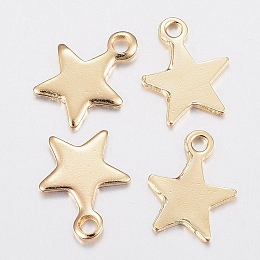 Honeyhandy 201 Stainless Steel Charms, Star, Golden, 10x8x1mm, Hole: 1.2mm