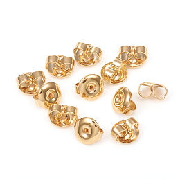 Honeyhandy 304 Stainless Steel Ear Nuts,Earring Backs, Flat Round, Golden, 6.5x6x3.5mm, Hole: 1.2mm