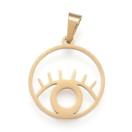 Honeyhandy 304 Stainless Steel Pendants, Laser Cut, Ring with Eye, Golden, 19x17x1.2mm, Hole: 3x5mm