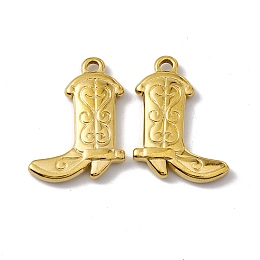 Honeyhandy Vacuum Plating 304 Stainless Steel Pendants, Boot Charms, Golden, 26x19x3mm, Hole: 2mm