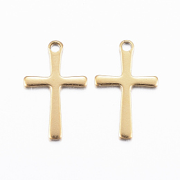 Honeyhandy Ion Plating(IP) 304 Stainless Steel Charms, Cross Pendants, Golden, 15.5x9.5x0.8mm, Hole: 1mm