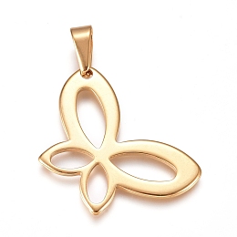 Honeyhandy 304 Stainless Steel Pendants, Butterfly, Golden, 35x23.5x1.5mm, Hole: 10x4.5mm