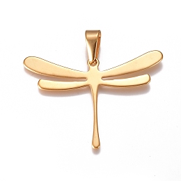 Honeyhandy 304 Stainless Steel Pendants, Dragonfly, Golden, 32x45x1mm, Hole: 10x4.5mm