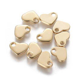 Honeyhandy 201 Stainless Steel Charms, Stamping Blank Tag, Heart, Golden, 9.5x8x1.5mm, Hole: 1.8mm