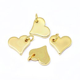 Honeyhandy Brass Charms, Heart, Real 18K Gold Plated, 10x11x1.5mm, Hole: 3.5mm