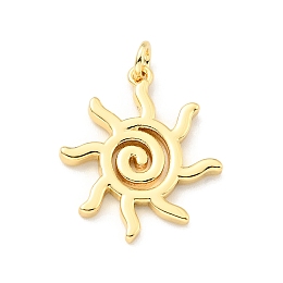 Honeyhandy Brass Pendants, with Jump Ring, Cadmium Free & Lead Free, Sun, Real 18K Gold Plated, 21.5x18.5x1.5mm