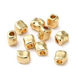 Honeyhandy Rack Plating Brass Spacer Beads, Long-Lasting Plated, Lead Free & Cadmium Free, Textured Rectangle, Real 18K Gold Plated, 5x5x4mm, Hole: 2mm