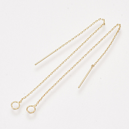 Honeyhandy Brass Stud Earring Findings, Ear Threads, with Loop, Real 18K Gold Plated, 105x0.7mm, Hole: 3mm, Pin: 0.8mm