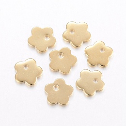 Honeyhandy 304 Stainless Steel Charms, Flower, Golden, 7x7x1mm, Hole: 1mm