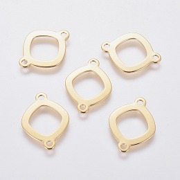 Honeyhandy 201 Stainless Steel Links connectors, Rhombus, Golden, 19x14x0.8mm, Hole: 1.6mm