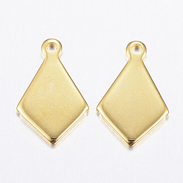 Honeyhandy 304 Stainless Steel Charms,  Rhombus, Golden, 13.5x8.5x1mm, Hole: 1mm