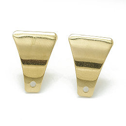 Honeyhandy 304 Stainless Steel Stud Earring Findings, with Loop, Trapezoid, Golden, 16x12mm, Hole: 1.4mm, Pin: 0.8mm