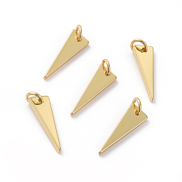 Honeyhandy Brass Pendants, Long-Lasting Plated, Triangle, Real 18K Gold Plated, 17.5x6x1.5mm, Hole: 3mm