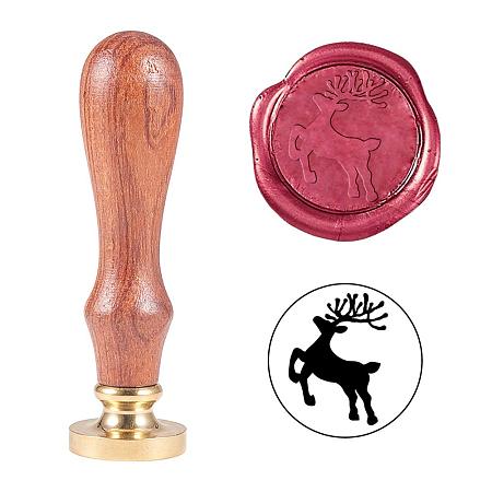 PandaHall Elite Christmas Reindeer Wax Seal Stamp Vintage Retro Stag Sealing Stamp for Embellishment of Envelopes, Christmas Party Invitations, Wine Packages, Gift Packing