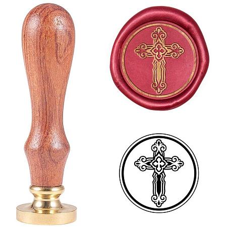 PH PandaHall Jesus Cross Wax Seal Stamp Vintage Retro Cross Sealing Stamp for Embellishment of Envelopes, Party Invitation, Wine Packages, Gift Packing, Greeting Cards