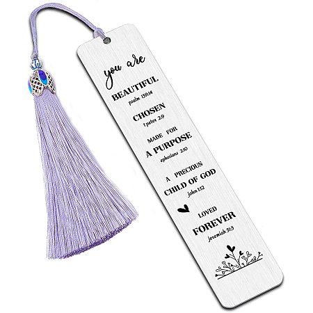 FINGERINSPIRE Inspirational Words Stainless Steel Bookmarks - You are Beautiful Psalm with Tassel & Gift Box Religious Christian Gifts for Friends Girl Sister Female Bookworms Book Club