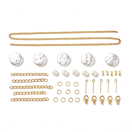 Arricraft DIY Necklaces Making Kits, Including Alloy Lobster Claw Clasp & Charms, Iron Jump Rings & Chains & Eye Pin, Plastic Beads, Golden, 12x6mm, 5pcs