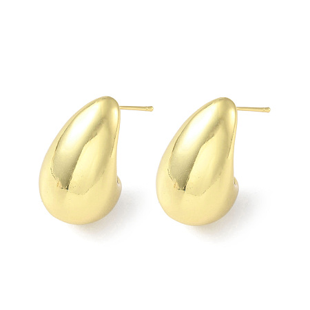 Honeyhandy Teardrop Rack Plating Brass Stud Earrings for Women, Long-Lasting Plated, Lead Free & Cadmium Free, Real 18K Gold Plated, 31x18mm, Pin: 1mm
