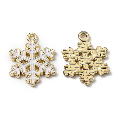 Honeyhandy Alloy Enamel Pendants, for Christmas, Snowflake, White, Golden, 20.5x16x1.7mm, Hole: 1.5mm