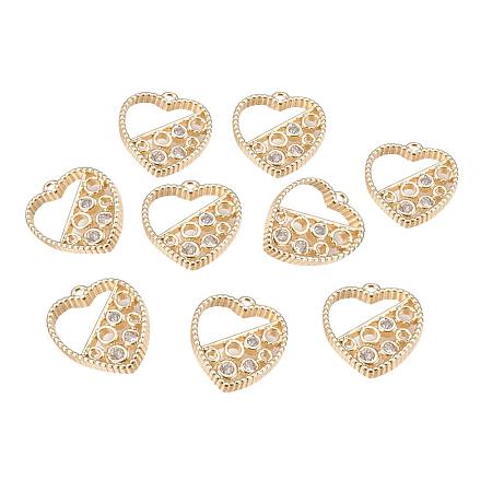 ArriCraft About 4pcs Brass Micro Pave Cubic Zirconia Charms for DIY Bracelet Necklace Earring Making, Heart with Bubble, Real Gold Plated, 13x12x2mm, Hole: 1mm