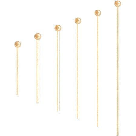 BENECREAT 220PCS 18K Real Gold Plated Ball Pins Mixed Size Ball Head Pins for DIY Earring, Jewelry Making Findings