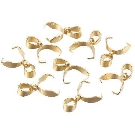 UNICRAFTALE 100pcs Stainless Steel Pinch Bails Golden Bails Pin Peg Pendants Metal Clasps for Jewelry Making 16.5mm