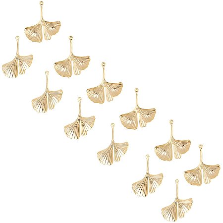 UNICRAFTALE 20pcs Golden Ginkgo Leaf Charm Stainless Steel Pendants Metal Leaf Pattern Charms for Jewelry Making, Hole 0.8mm