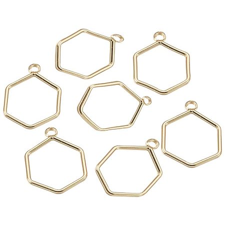 CHGCRAFT 10Pcs Real 18K Gold Plated Brass Hexagon Charms Pendants for DIY Bracelet Necklace Jewelry Making