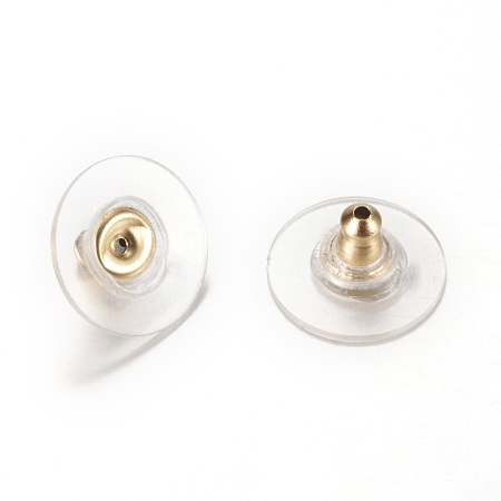 Honeyhandy 304 Stainless Steel Bullet Clutch Earring Backs, with Plastic Pads, Ear Nuts, Golden, 12x12x6mm, Hole: 1mm, Fit For 0.6~0.8mm Pin