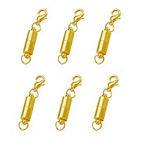ARRICRAFT Brass Magnetic Clasps, with Brass Lobster Claw Clasps and Rings, Column, Golden, 38.5x6mm, Hole: 4.5mm