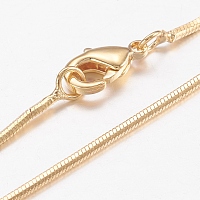 Honeyhandy Brass Snake Chain Necklaces, with Lobster Claw Clasps, Real 18K Gold Plated, 17.6 inch(44.7cm)