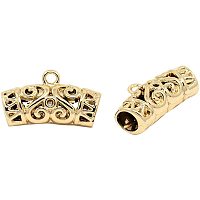 PH PandaHall 10pcs Alloy Hanger Links Filigree Bail Beads Golden Curved Tube Spacers for Necklaces Bracelets Jewelry Making