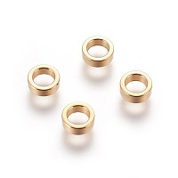 Honeyhandy 304 Stainless Steel Spacer Beads, Flat Round, Golden, 6x2mm, Hole: 4mm