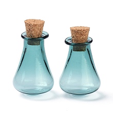 Honeyhandy Glass Cork Bottles, Glass Empty Wishing Bottles, DIY Vials for Home Decorations, Dark Cyan, 17x27mm