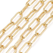 ARRICRAFT Brass Paperclip Chains, Drawn Elongated Cable Chains, Soldered, Long-Lasting Plated, with Spool, Real 18K Gold Plated, 17x7x1.5mm, about 16.4 Feet(5m)/roll