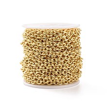 Honeyhandy Brass Cable Chains, with Spool, Soldered, Long-Lasting Plated, Ring, Real 18K Gold Plated, Links: 6x5x1.4mm, about 32.8 Feet(10m)/roll