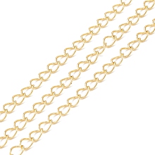 Honeyhandy Brass Curb Chains, Long-Lasting Plated, Soldered, with Spool, Cadmium Free & Lead Free, Real 18K Gold Plated, 5x3.8x0.6mm