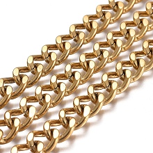 Honeyhandy 304 Stainless Steel Curb Chains, Unwelded, Golden, 10x8x2mm