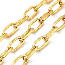 Honeyhandy Ion Plating(IP) 304 Stainless Steel Textured Oval Link Chains, Cable Chains, Unwelded, with Spool, Golden, 12x6x1.5mm