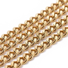 Honeyhandy Ion Plating(IP) 304 Stainless Steel Curb Chains, Twisted Chains, Unwelded, with Spool, Real 21K Gold Plated, 7x5x2mm, about 32.8 Feet(10m)/roll