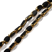 Honeyhandy Electroplate Transparent Glass Beads Strands, Faceted Oval, Black, 7x4.5x3.5mm, Hole: 1mm, about 50pcs/strand, 12.99''(33cm)